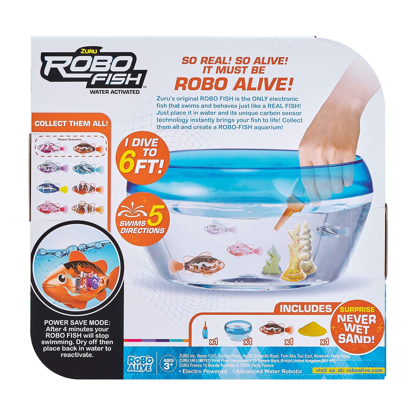Robo Alive Robo Fish 7126 Robotic Fish Playset, Assorted Colours, Plastic, 13.5 x 30 x 28.5 cm