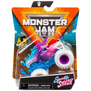 Monster Jam Official Sparkle Smash Monster Truck, Die-Cast Vehicle, 1:64 Scale, Multi Color, Model 20129344-6055924