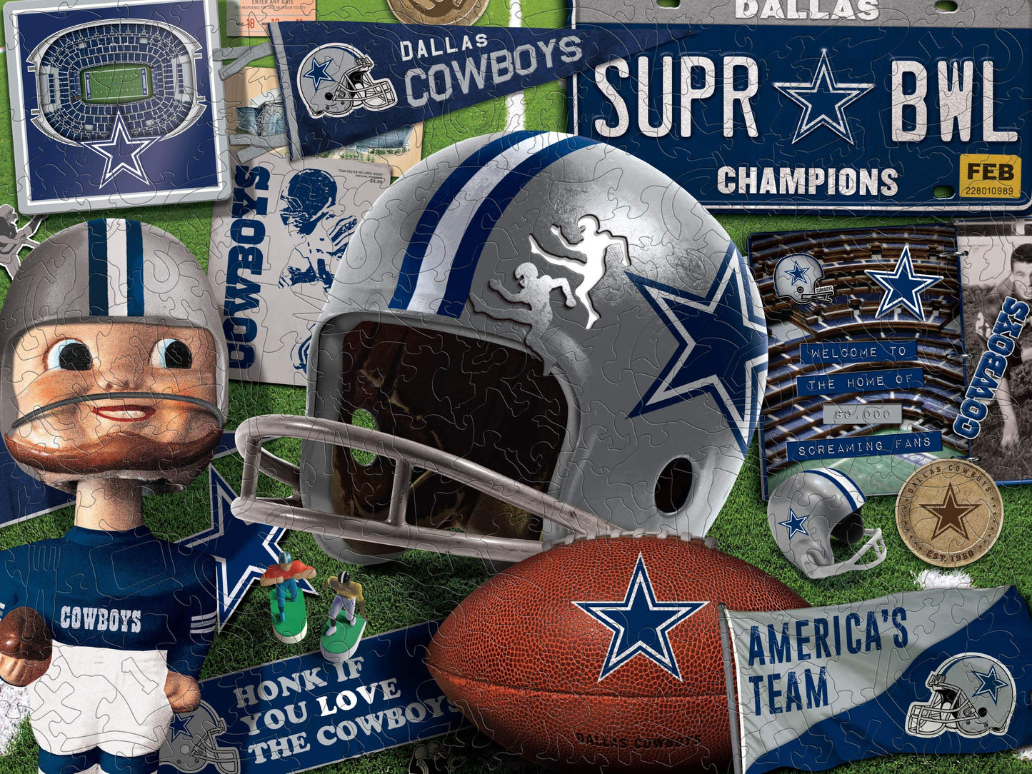 YouTheFan NFL Dallas Cowboys Wooden Retro Series Puzzle, Team Colors, 17.75 x 13.25 Inches