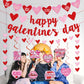 Happy Galentines Day Banner, Red Glittery Galentines Day Decorations with Heart Garland Hanging Swirls, Ladies Girls Happy Vale