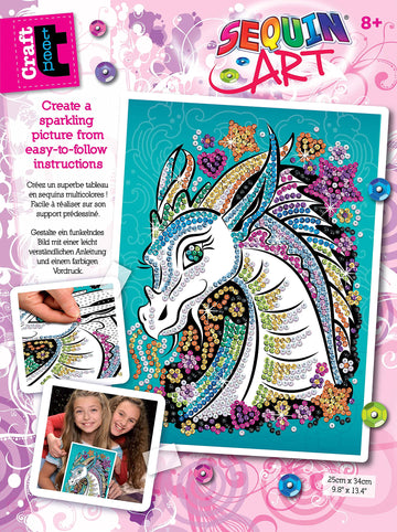 Sequin Art Teen Craft Dragon, Sparkling Arts and Crafts Kit; Creative Crafts for Adults and Kids Ages 8 and Up, Multi Color