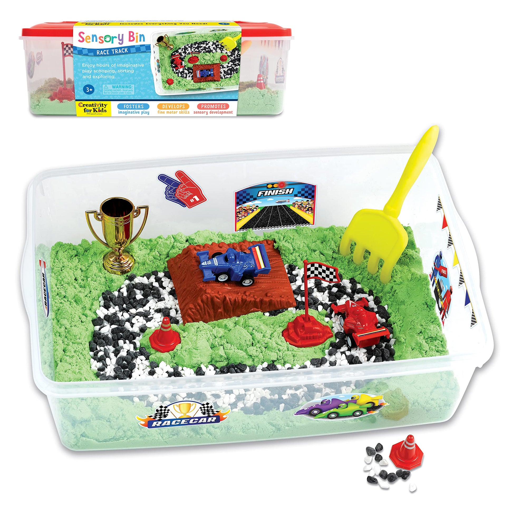 Creativity For Kids Sensory Bin: Race Track - Toddler Toys For Kids Ages 3-4+ Pretend Play, Sensory Learning Toys With Car Track, Gifts For Kids