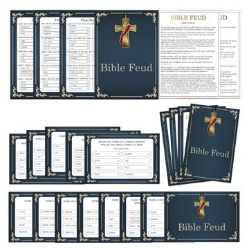 Tuiemie Bible Feud Quiz - Family Trivia Game, 5x7 & 4x6 Inches, Multicolor Paper Cards for Adults & Church Groups