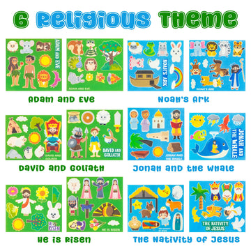 Watinc Religious Bible Felt Story Finger Puppets - 6Pcs Dty Christian Storytelling Hand Puppet Education Gift, Adam And Eve Noah