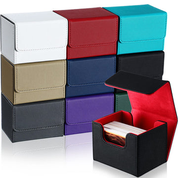 Vicenpal 10 Pieces Leather Deck Game Card Box Magnetic Card Game Box Case For 100 Plus Playing Cards, Card Storage Box Compatibl