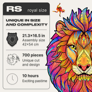 Unidragon Original Wooden Jigsaw Puzzles - Mysterious Lion, 700 Pcs, Royal Size 21.3''X16.5'', Beautiful Gift Package, Unique Sh
