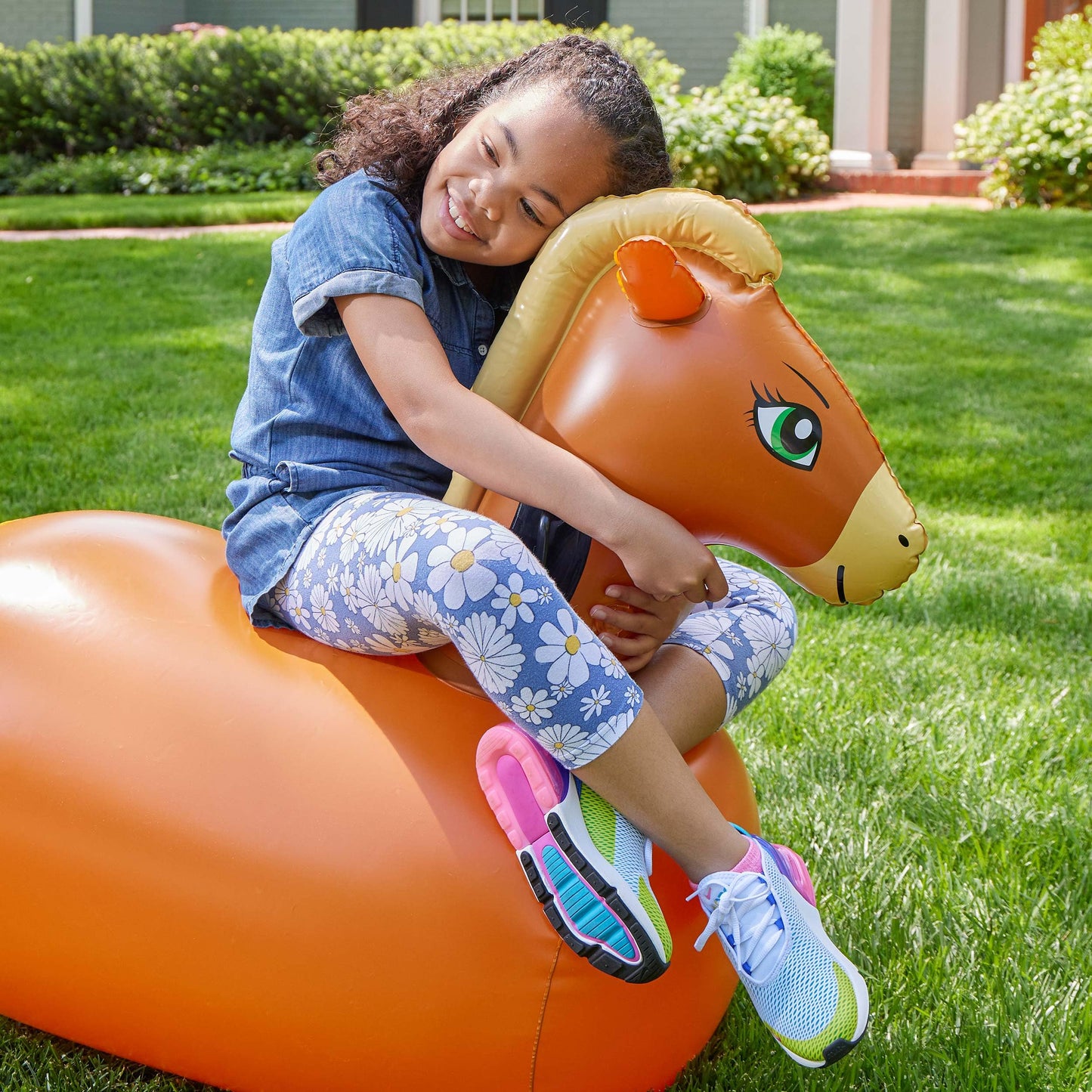 HearthSong Hop N Go Inflatable Bouncy Horse for Kids 5+, Vinyl Ride-On Toy, 1 Pack, Horse Color, Model 733964