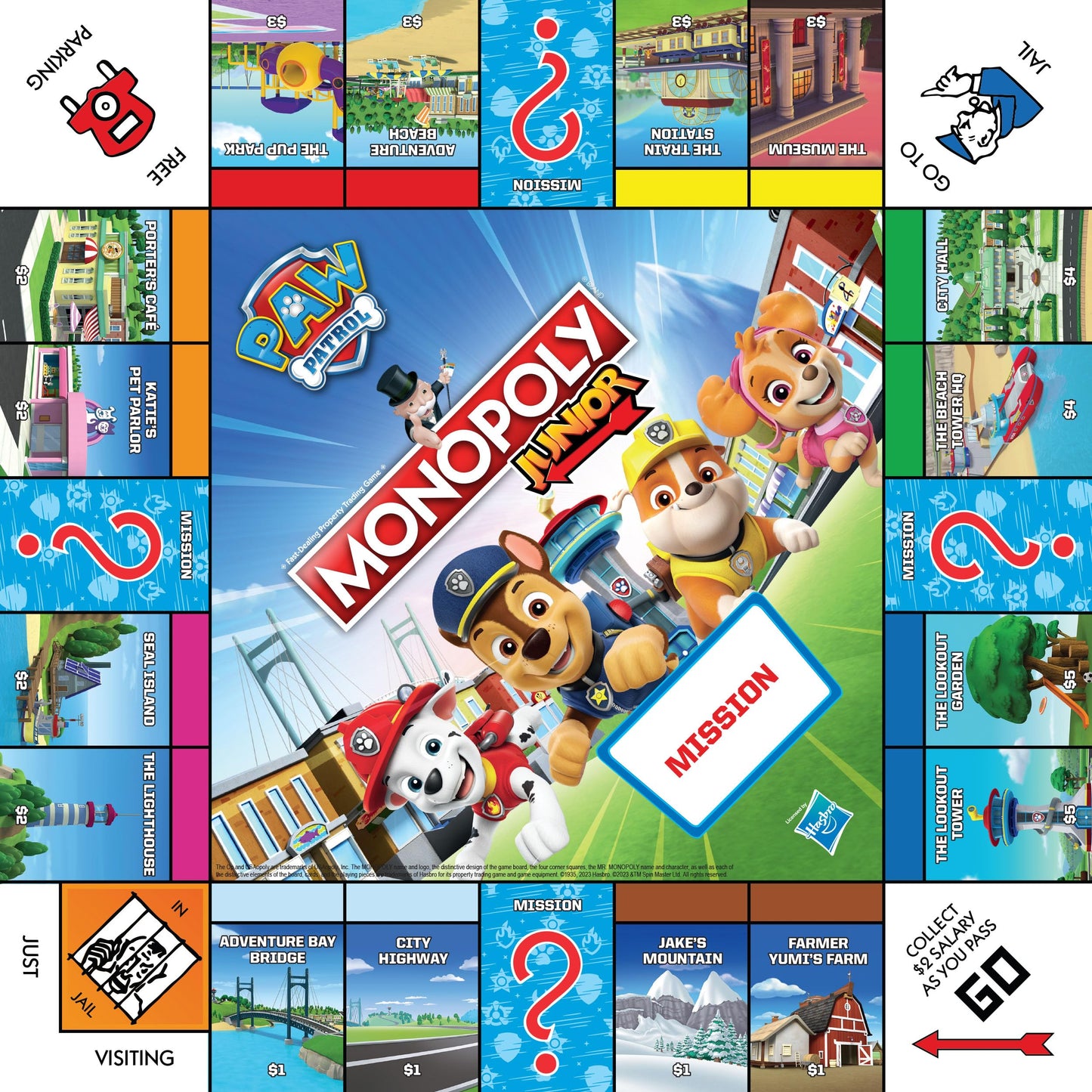 Monopoly Jr Paw Patrol Board Game | Featuring Chase, Marshall, Skye, And Rubble | Officially Licensed Nickelodeon Paw Patrol Game | Family-Friendly Children'S Monopoly Game | Ages 5 & Up