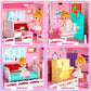 Seifar Doll House for Girls,10 Rooms Dollhouse with Dolls Figure, Puppies, Furnitures, Accessories, Playhouse Gift for Kids 3 4