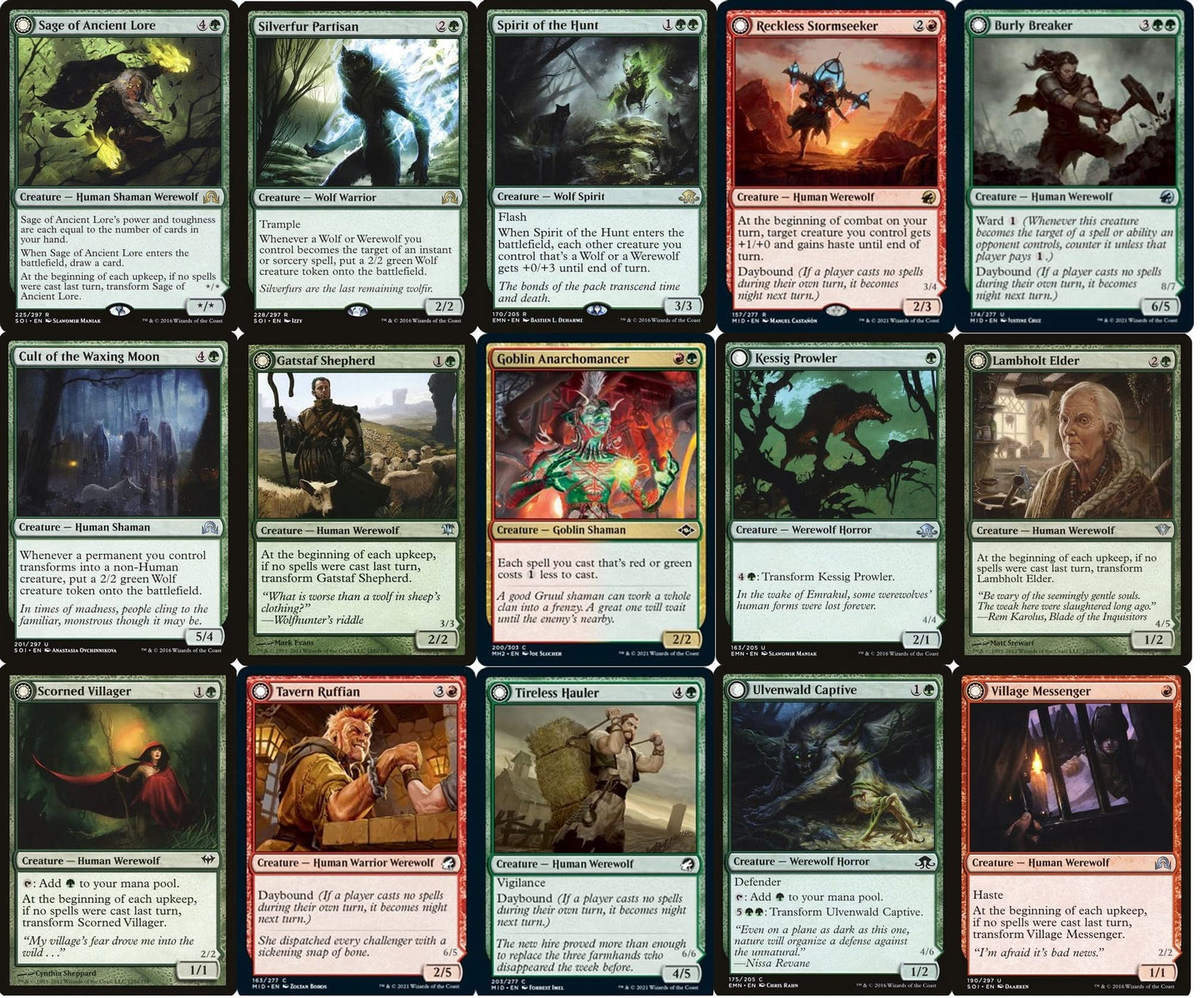 MTG Decks & More Elite Werewolf Commander Deck - Tovolar - EDH - 100 Cards - Red/Green Cardstock Magic The Gathering