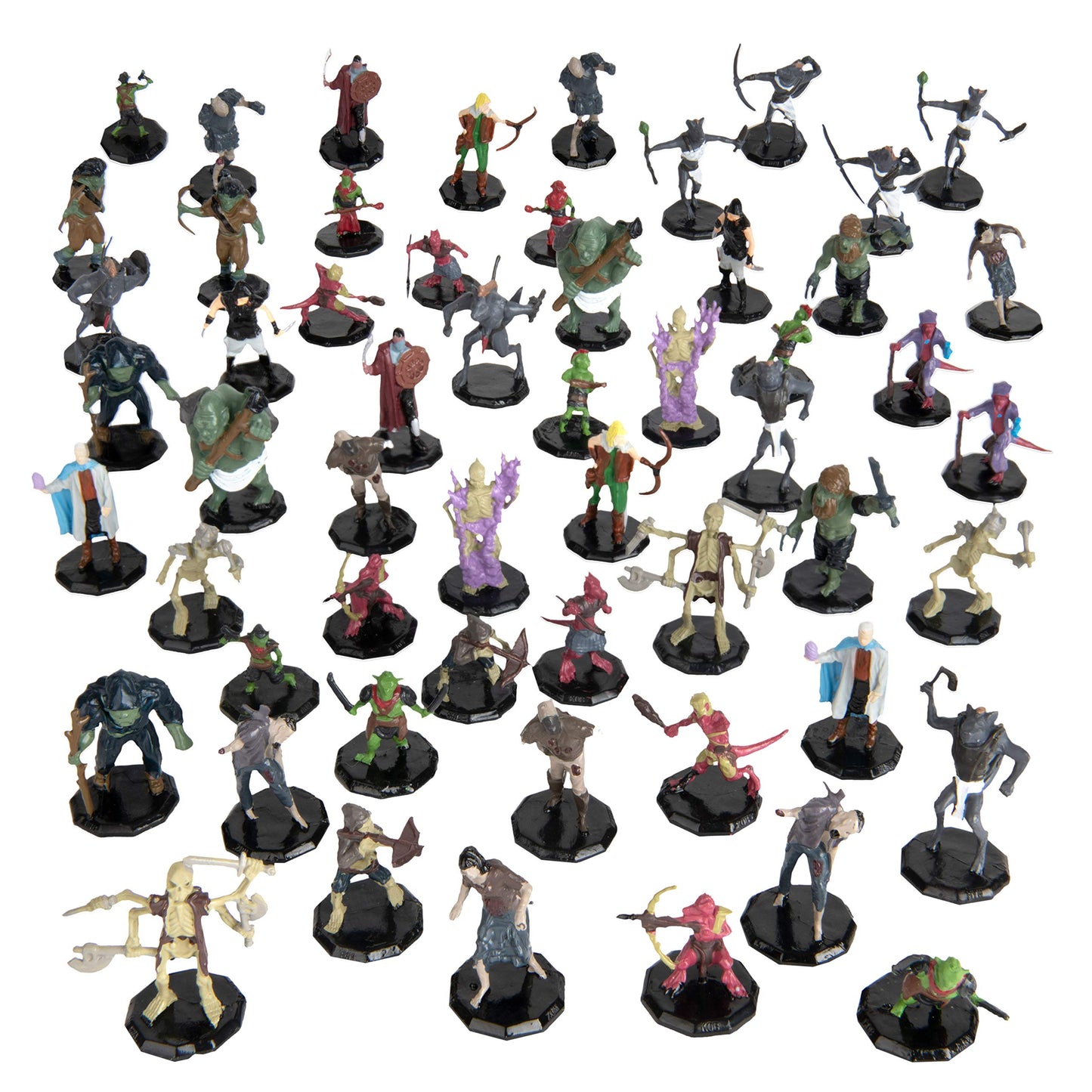 56 Fantasy Mini Figures- All Unique Designs- 1'' Hex-Sized Compatible With Dnd Dungeons And Dragons & Pathfinder And Rpg Tableto