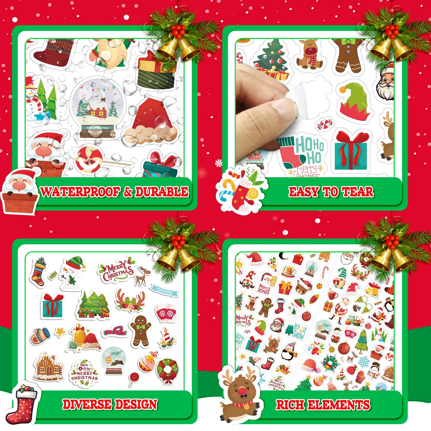 Linaye 24 Sheets Christmas Stickers For Kids, 1570Pcs Adhesive Christmas Stickers, Christmas Stickers Bulk For Kids Cute Sticker