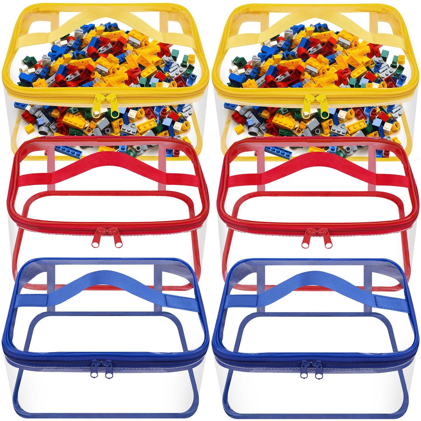 6 Packs Clear Toy Storage Bags- 9.4 X 6.7 X 4.3 Inch Transparent Pvc Toy Organizing Bags With Zipper- Waterproof Toy Storage Org