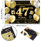 IMISI 47th Birthday Banner - Black Polyester Decorations for Men’s Party