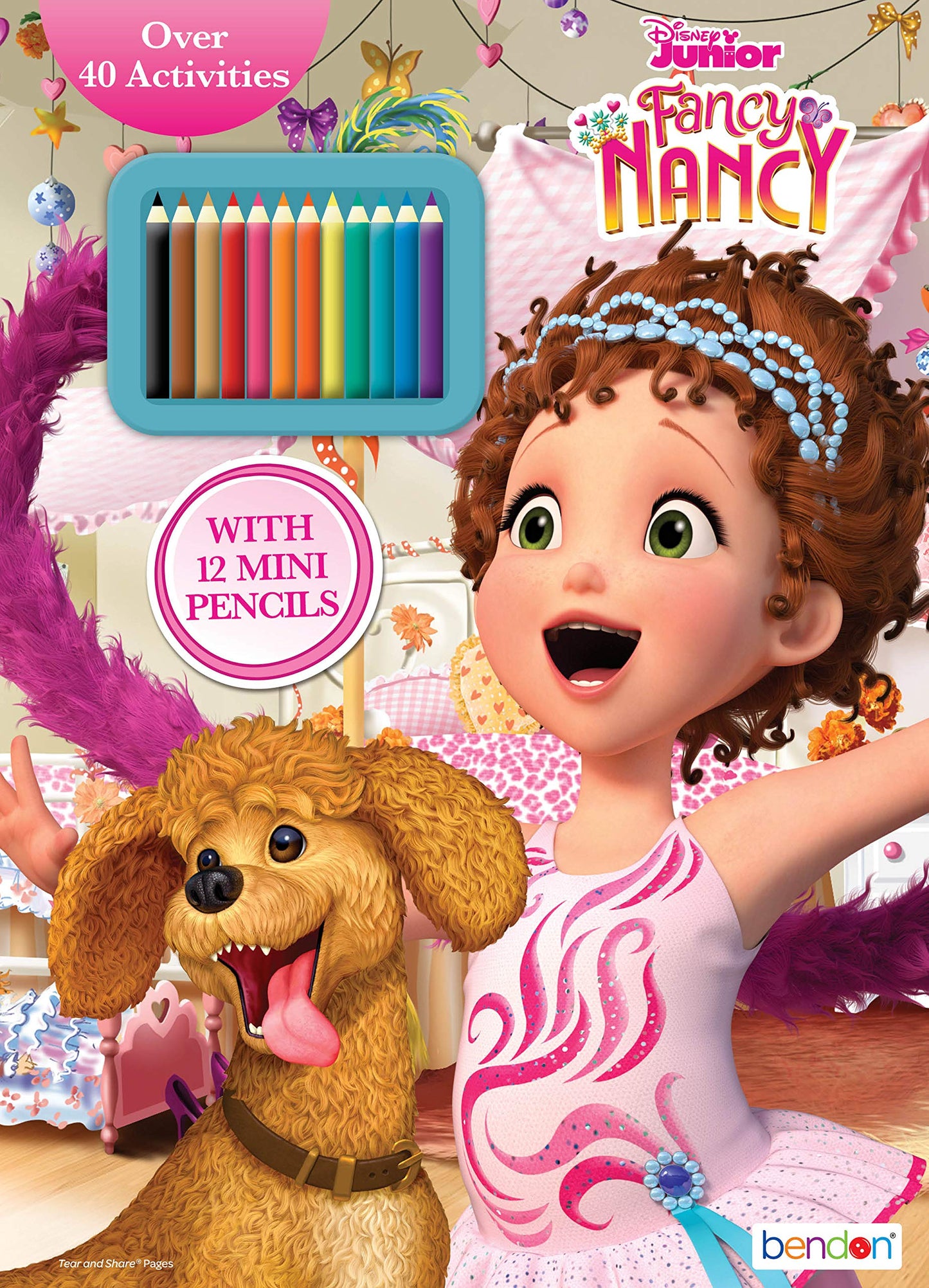 Fancy Nancy Disney 48-Page Coloring and Activity Book with 12 Mini Colored Pencils 47535 Bendon