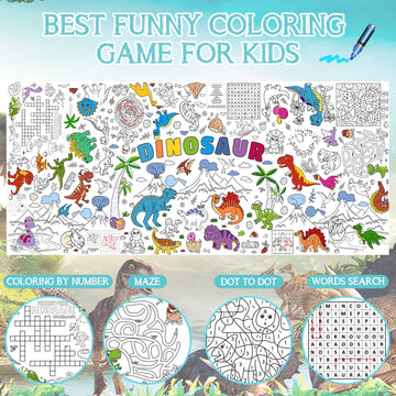 Dinosaur Giant Coloring Poster For Kids 30X72 Inch, Dinosaur Large Coloring Poster Tablecloth Books, Dinosaur Themed Color-In Ac