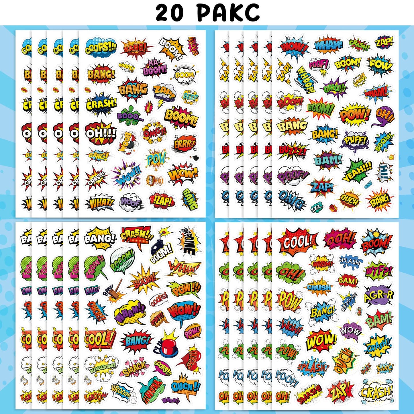 Cool Superhero Stickers 615 Count Boom Party Favors Goodie Gifts Bags Decor For Birthday Invitations Adhesive Stickers Decorations Cartoon Comic Style Stickers