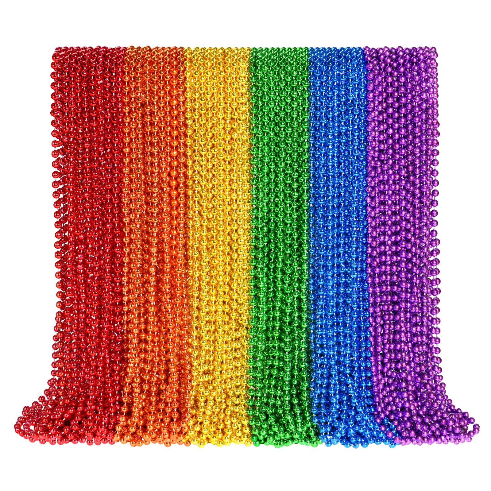 144 PCS Pride Beads Necklace Accessories, Metallic LGBTQ Beads Stuff, Rainbow Necklaces for Gay Lesbian Pride Month Parade Throw