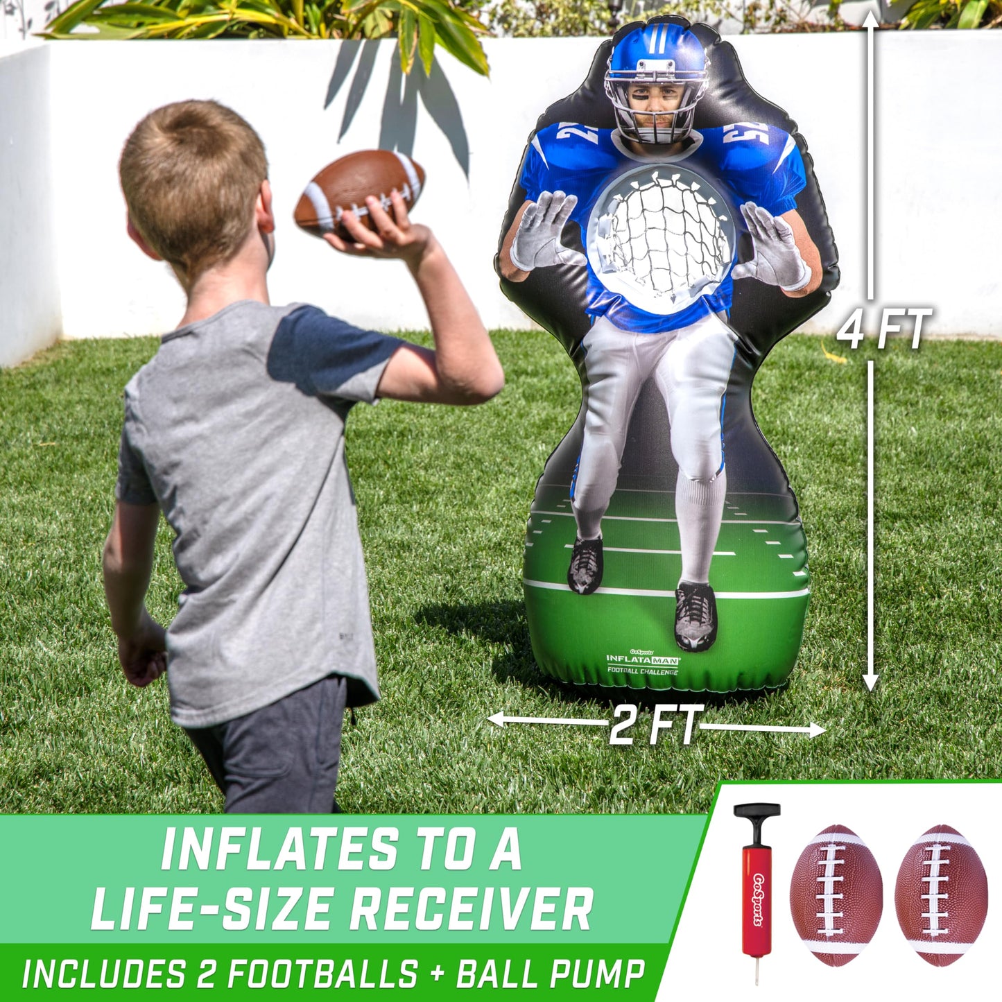 GoSports Inflatable Football Toss Game - 4 ft Receiver, Blue, PVC, Model INFLATAMAN-FOOTBALL-02