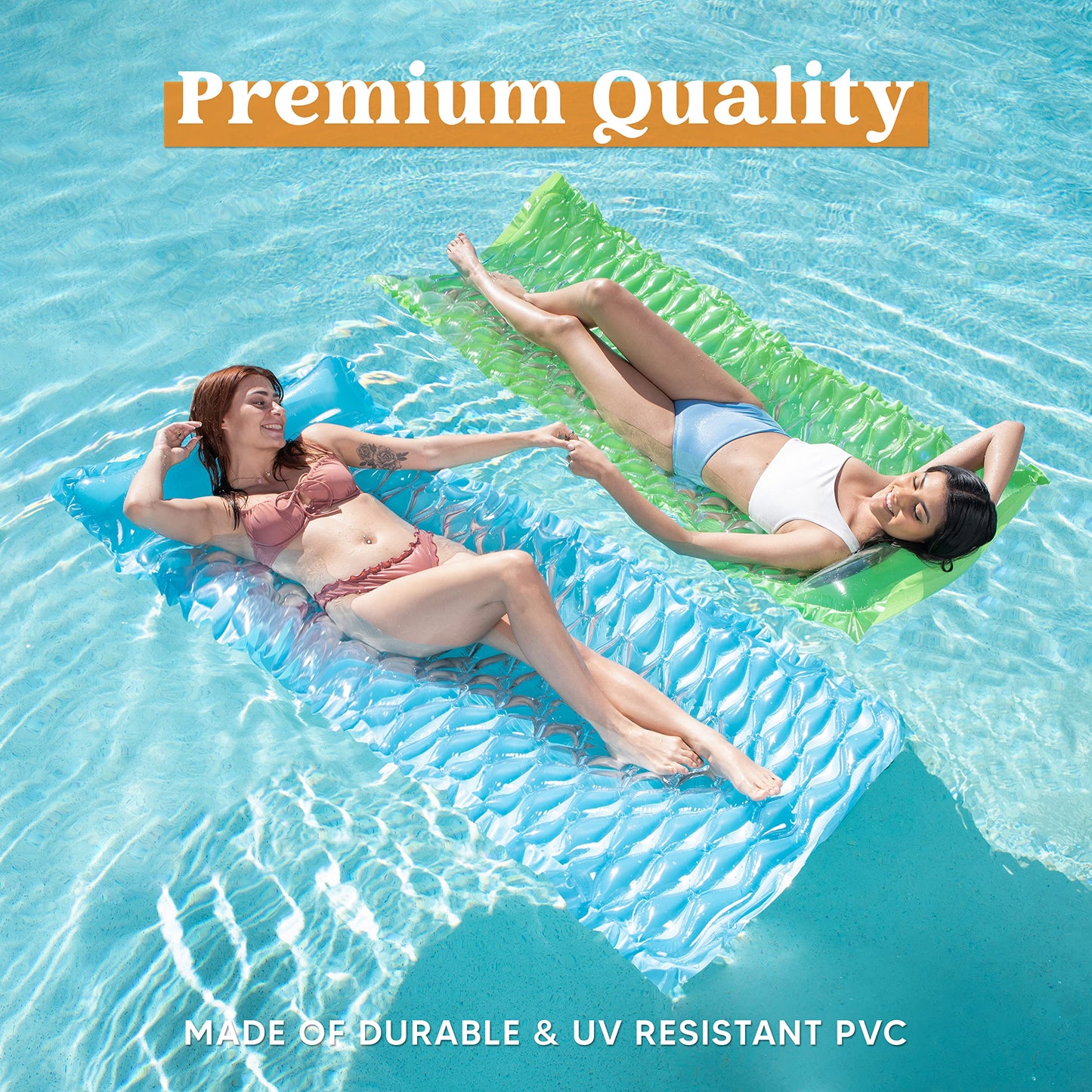 Sloosh Inflatable Pool Floats Raft Lounge For Adults,Floating Mat Swimming Pool Mattress With Headrest,2 Pieces Pool Float Air M