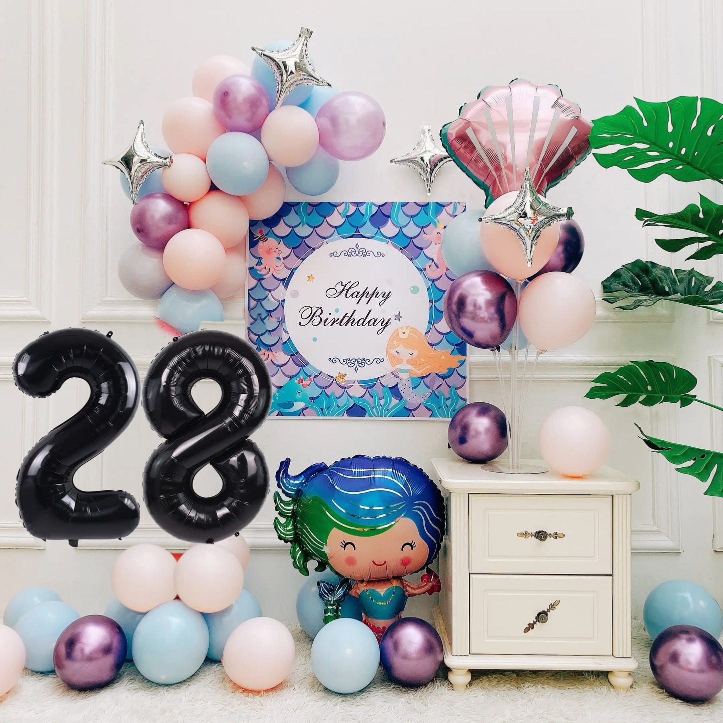 Smlpuame 40 Inch Number Balloon 0-9 Black Large Number 28 Balloons,Digital Balloons For Birthday Party Celebration Decorations S