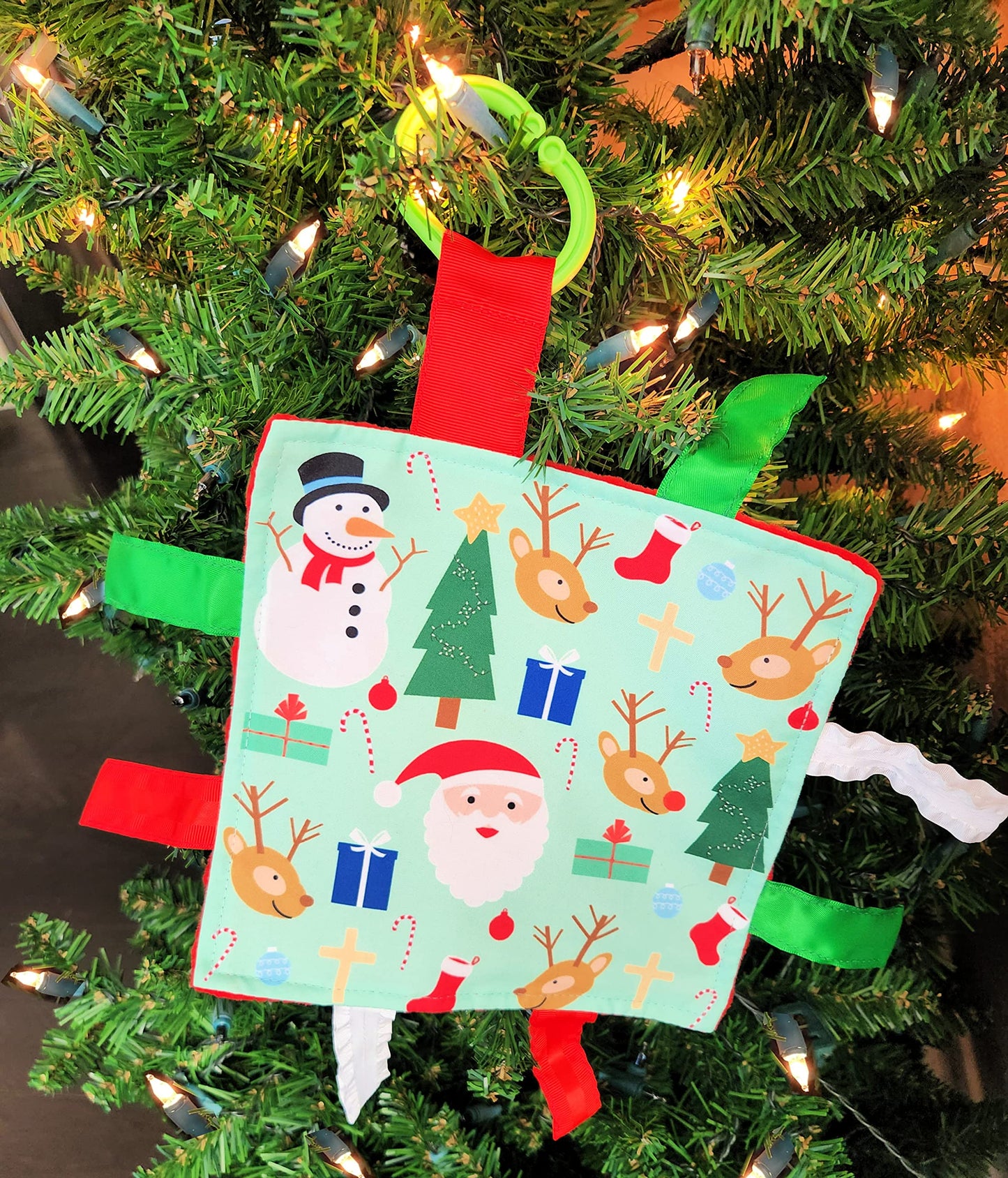 Baby'S First Christmas Crinkle Tag Toy Lovey With Santa Reindeer & Rudolph Stocking Stuffer