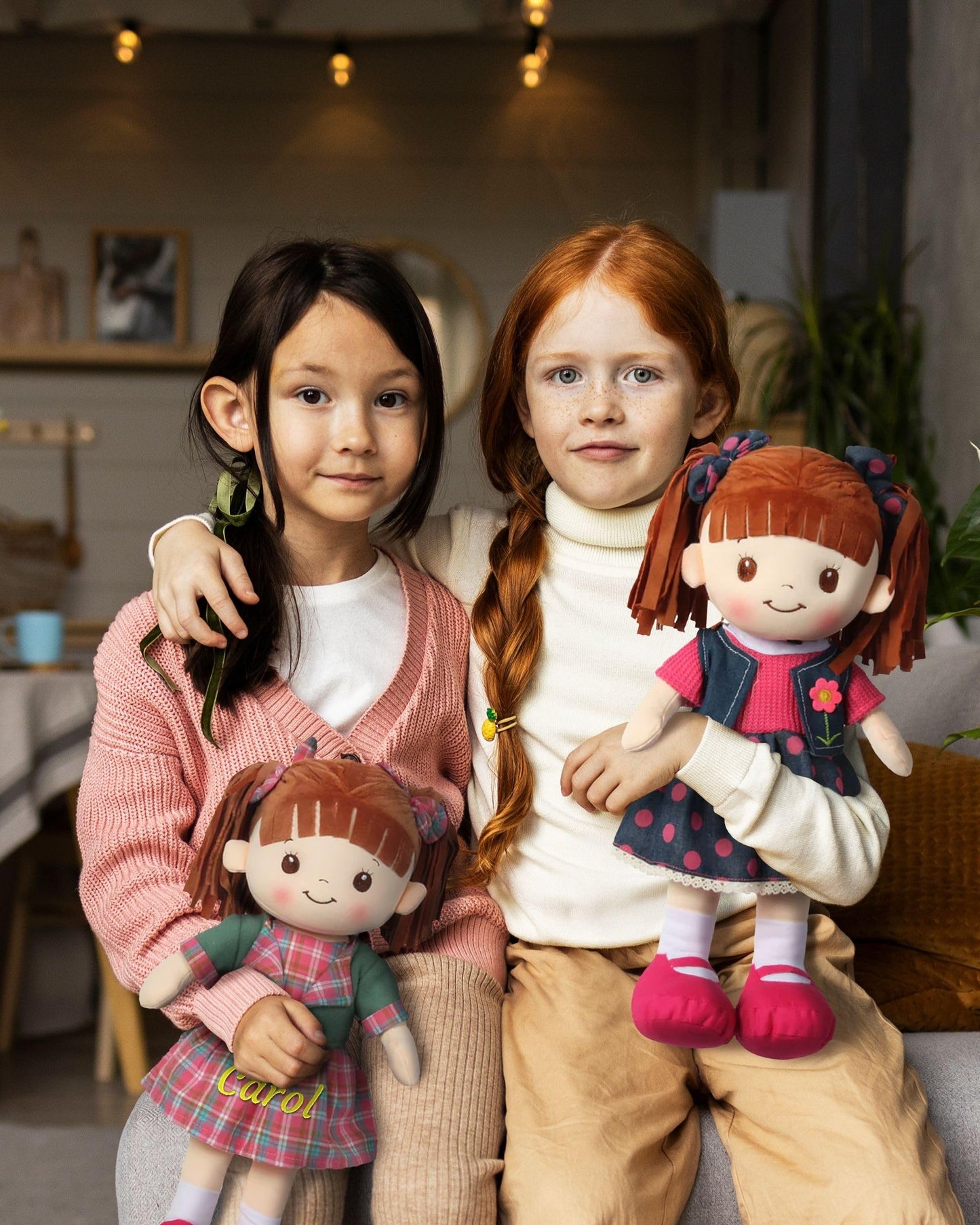 Personalized Rag Dolls for Girls - Custom 16 Inches Soft Plush Snuggle Baby Doll for Toddlers Stuffed Toys - Muecas de Trapo Personalizadas para Nias - Colorful Polka Dot Dress