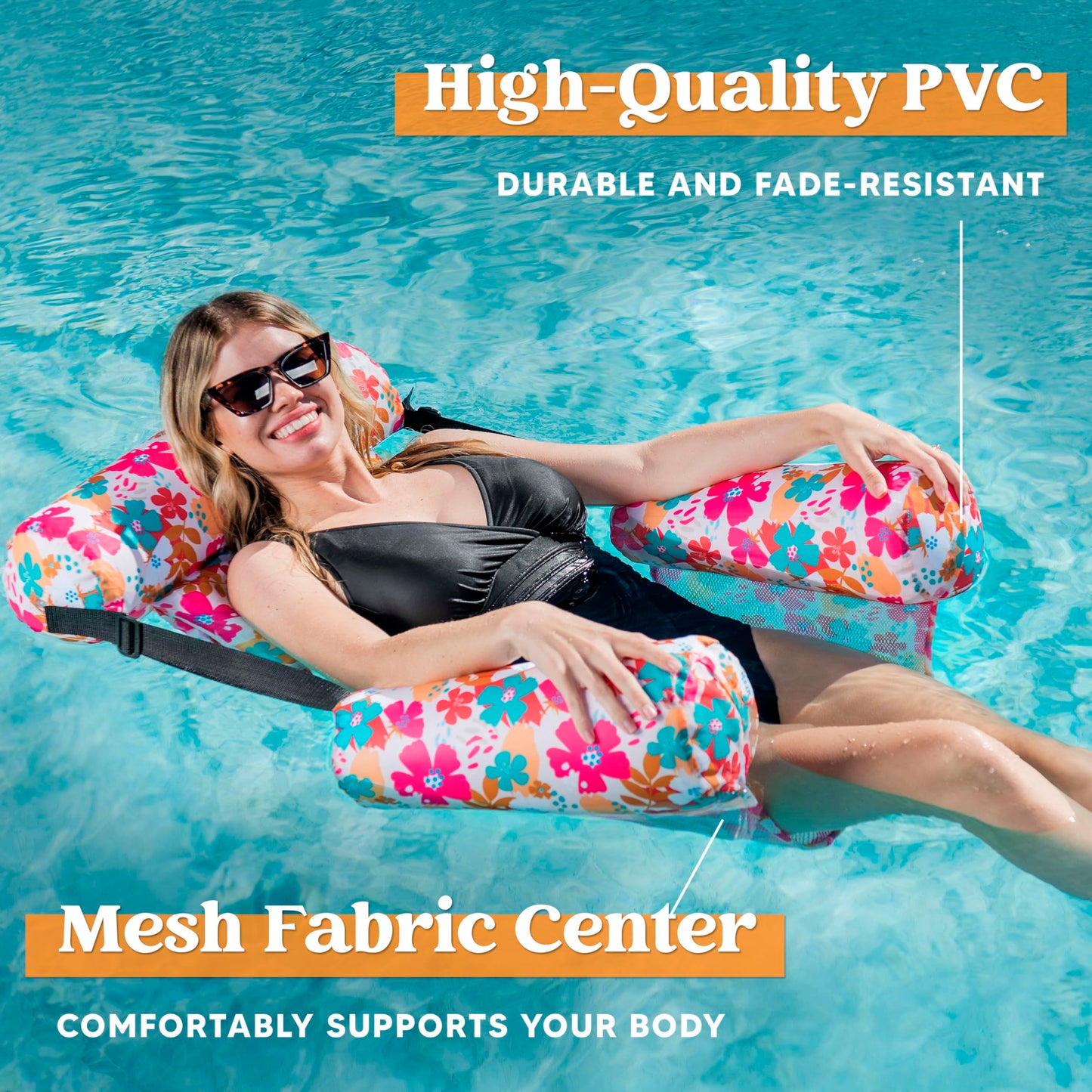 Sloosh Pool Floats Chairs mature-themed  2 Packs Inflatable Pool Lounge Chairs Blow up Hck Pool Noodles Floats for mature-themeds Flower Pattern Floating Water Chair for Pool Lake River(Tropical Flowers)