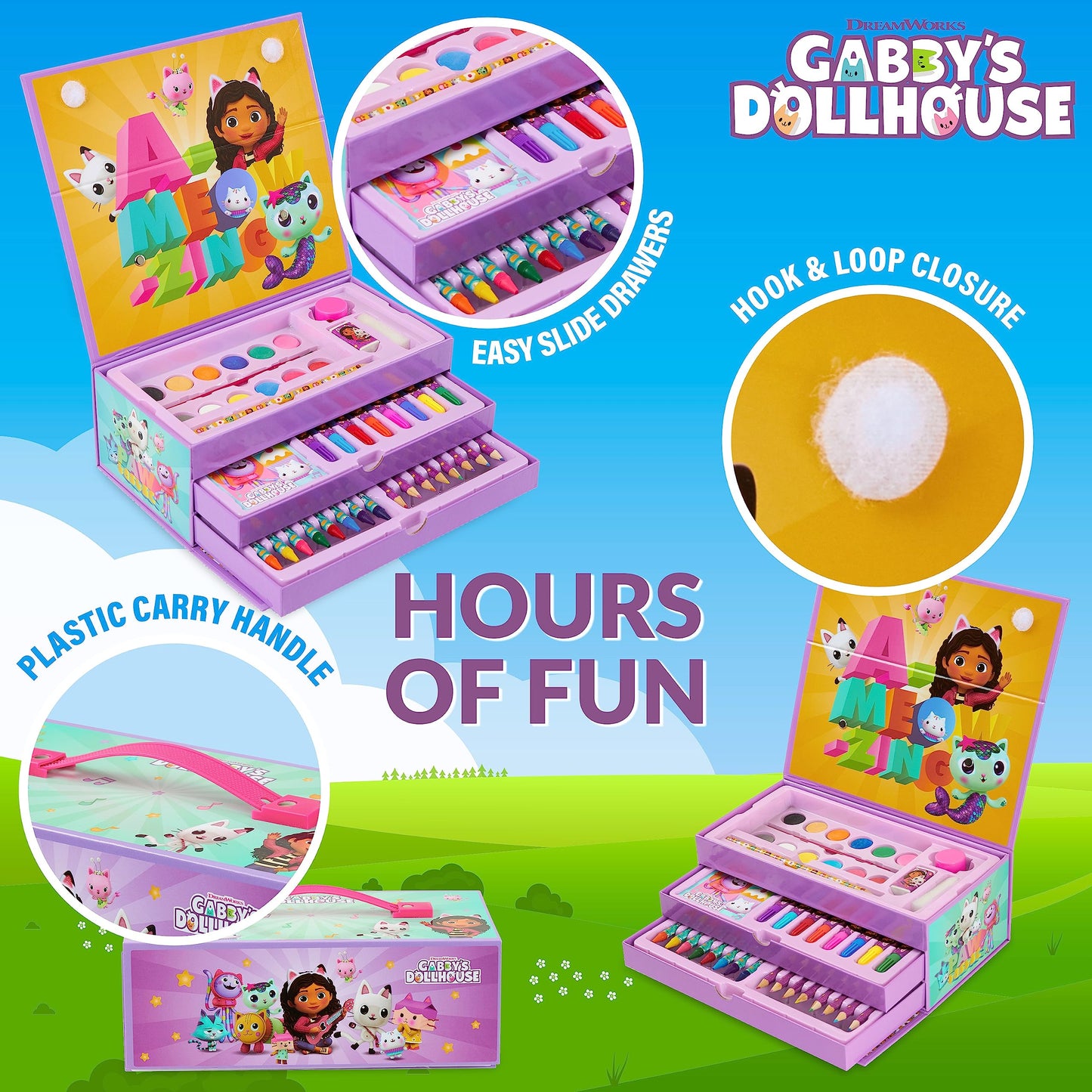 Gabbys Dollhouse Art Set Kids Colouring Set Drawing Gifts for Girls (Multi Case Set)