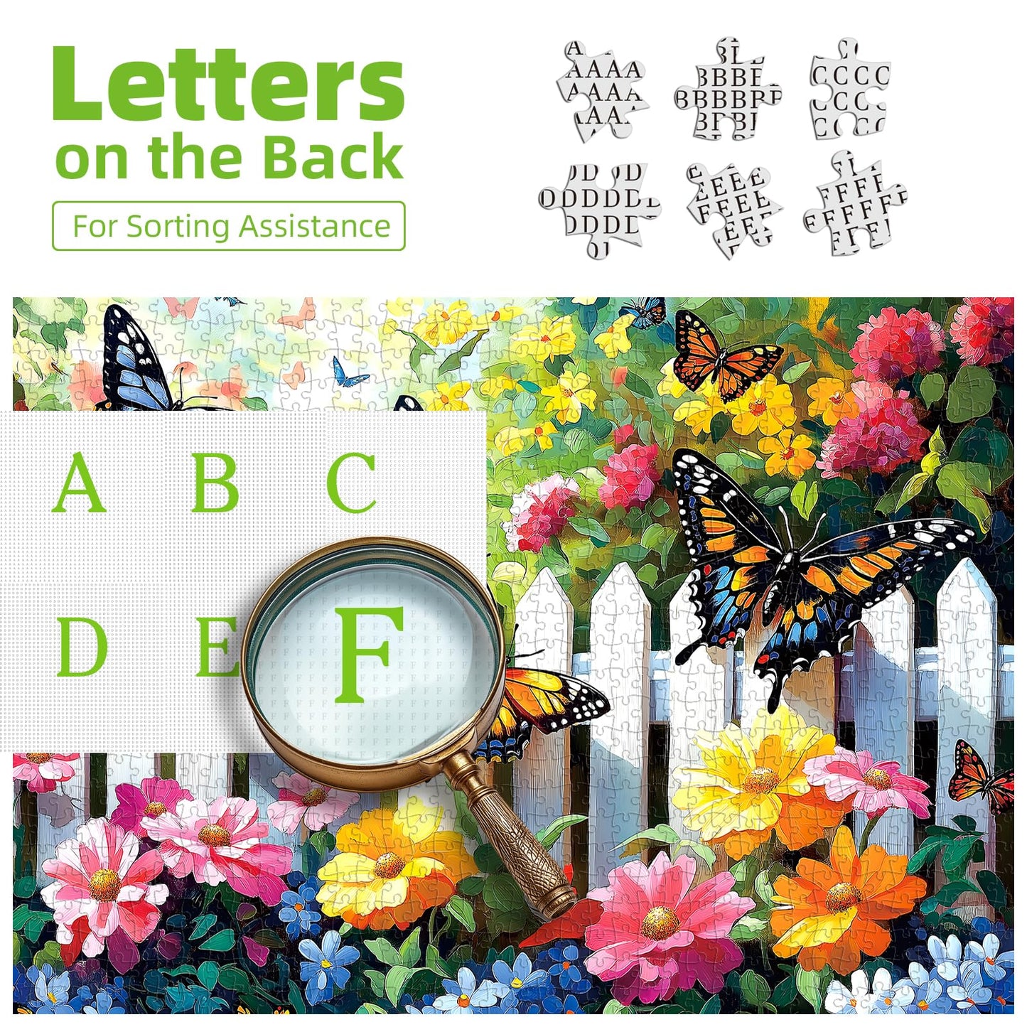 500-Piece Jigsaw Puzzle for mature-themeds Butterfly Garden Spring Colorful Flowers 500pc mature-themed Puzzles Nature-Themed Flower Puzzle  Challenging Yet Relaxing Activity  Gift for Puzzle Lovers(23 x15 )