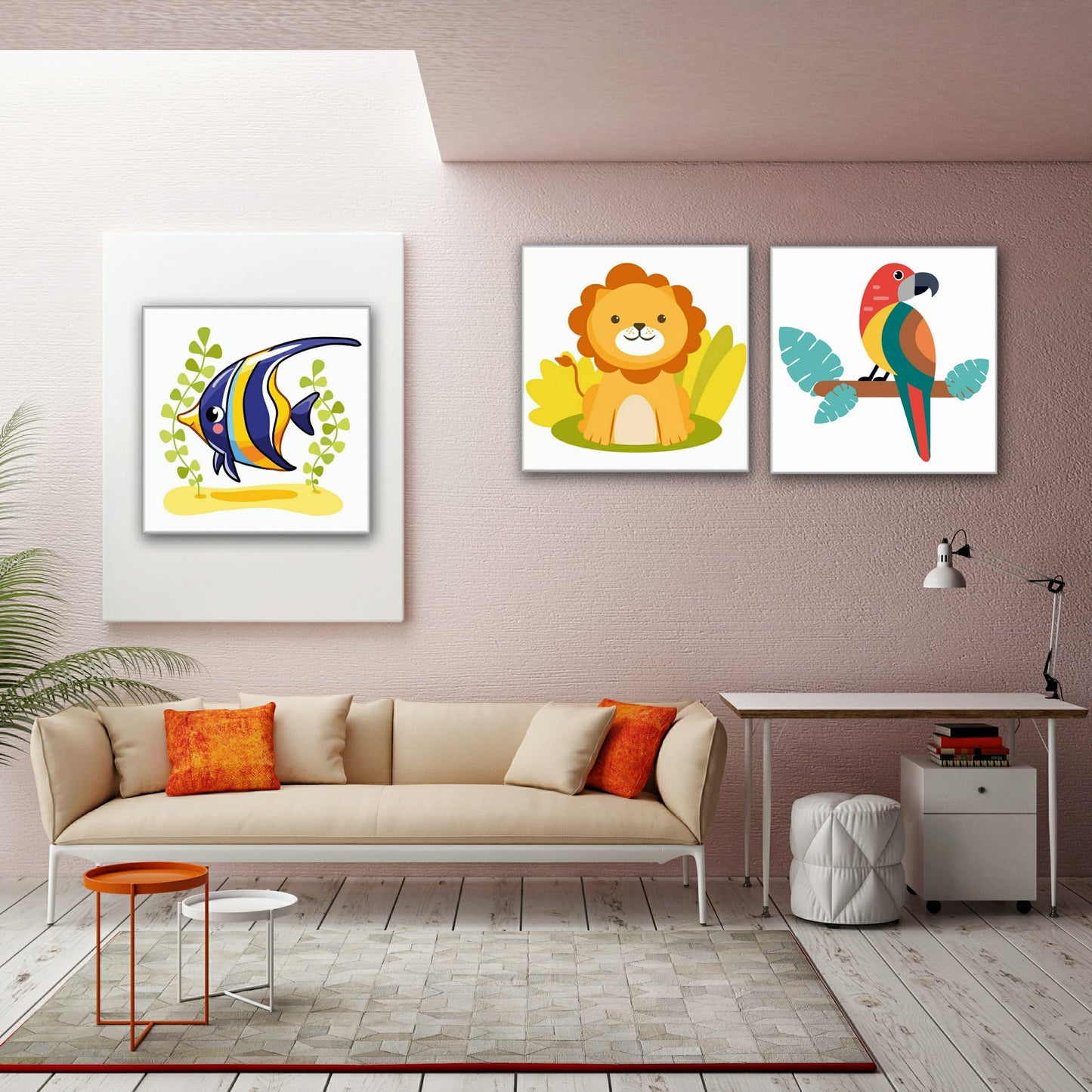 Hiolife 3 Pack Paint by Number Kits for Kids, 8X 8 inch Framed,Colorful Animals Oil Painting Kits for Girls and Boys, Painting S
