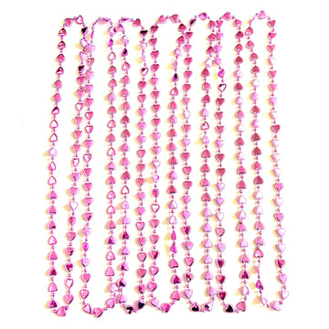 Afson 36 Pcs Valentine Beads Necklaces Valentine's Day Heart Shaped Beads Necklaces Party Decoration, Pink