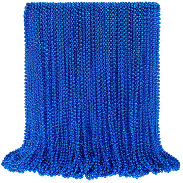 100 PCS Blue Bead Necklace, Blue Mardi Gras Beads Christmas Necklaces, 33'' 4th of July Patriotic Beads Necklaces, Parade Throw 