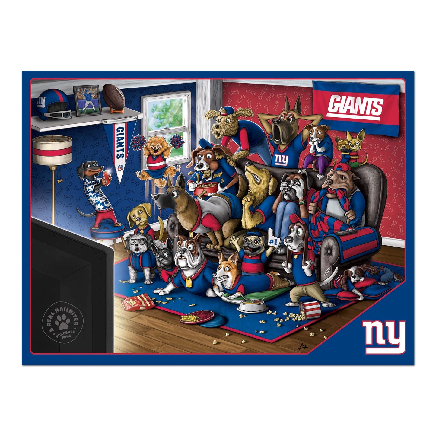 Youthefan Nfl New York Giants Purebred Fans 500Pc Puzzle - A Real Nailbiter