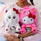 Care Bears 10" Collectible Plush 2-Pack - Hello Kitty Loves Cheer Bear, Soft Polyester Material