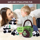 Plush Creations Talking Plush Panda Toy Set | 4 Soft Pandas & Hut Carrier | Green | Perfect Gift for Babies & Toddlers