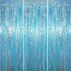 Voircoloria 3 Pack 3.3 x 6.6 ft Light Blue Foil Fringe Backdrop Curtains, Tinsel Streamers Party Decorations, Fringe Backdrop fo