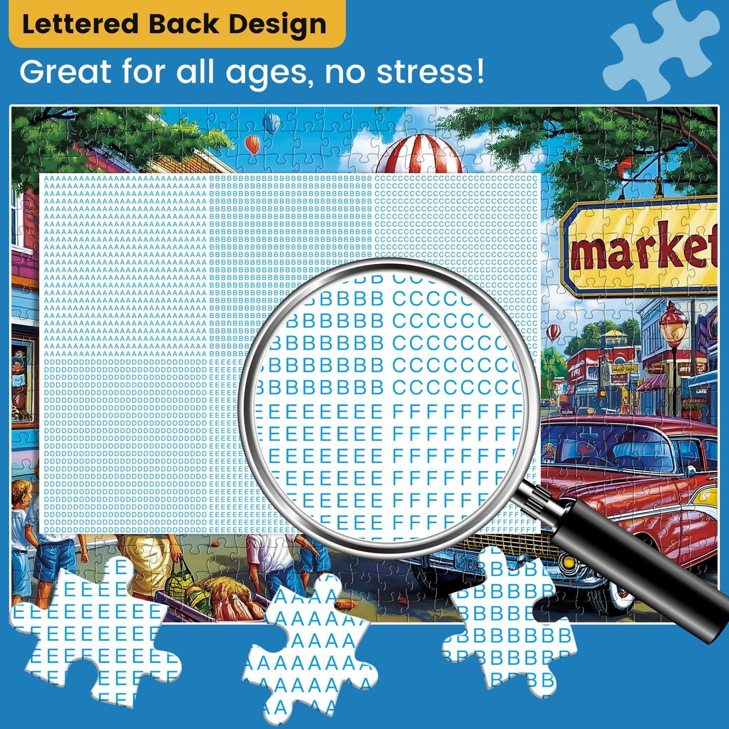 500 Piece Puzzles for mature-themed Commercial Street Jigsaw Puzzle for Kids mature-themed Seniors Puzzle with Letters on Back Interlock Perfectly Gifts Halloween Thanksgiving Christmas Family Games Lovers 20.5*15In