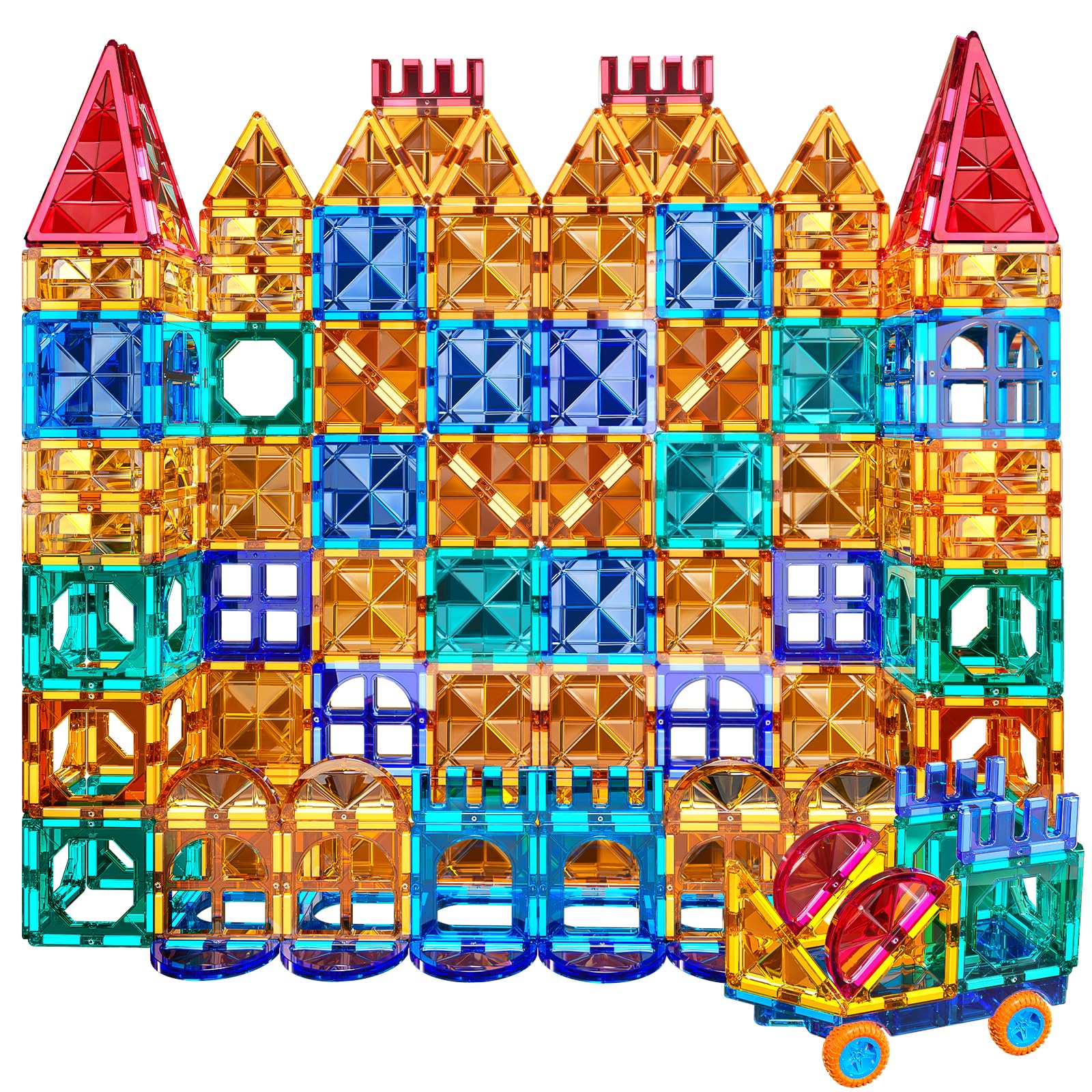 Temi Magnetic Tiles,180 Piece Building Blocks, Magnets Building Set, Stem & Learning & Education Toys Christmas Toy Gift For Ages 3 4 5 6 7 8+ Year Old Toddler Kids Boys And Girls
