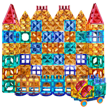 Temi Magnetic Tiles,180 Piece Building Blocks, Magnets Building Set, Stem & Learning & Education Toys Christmas Toy Gift For Ages 3 4 5 6 7 8+ Year Old Toddler Kids Boys And Girls