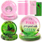BOpusail 96Pcs Halloween Green Witch and Princess Pink Crowns Party Tableware Set Party Supplies for Kids Party Serves Guests Di