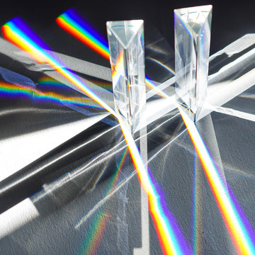 Qfkris 2 Pack 6Inch K9 Crystal Optical Glass Triangular Prism Clear Triple Prism For Photography Effects Physics Teaching Light Spectrum Optics Kits,Clear