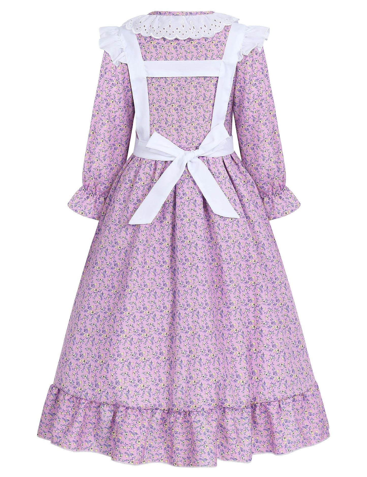 Pioneer Girl Costume Colonial Prairie Costume Dress Kids Pilgrim Costume Outfit Bedelia Martha Cosplay Floral Maid Farmer Dresse