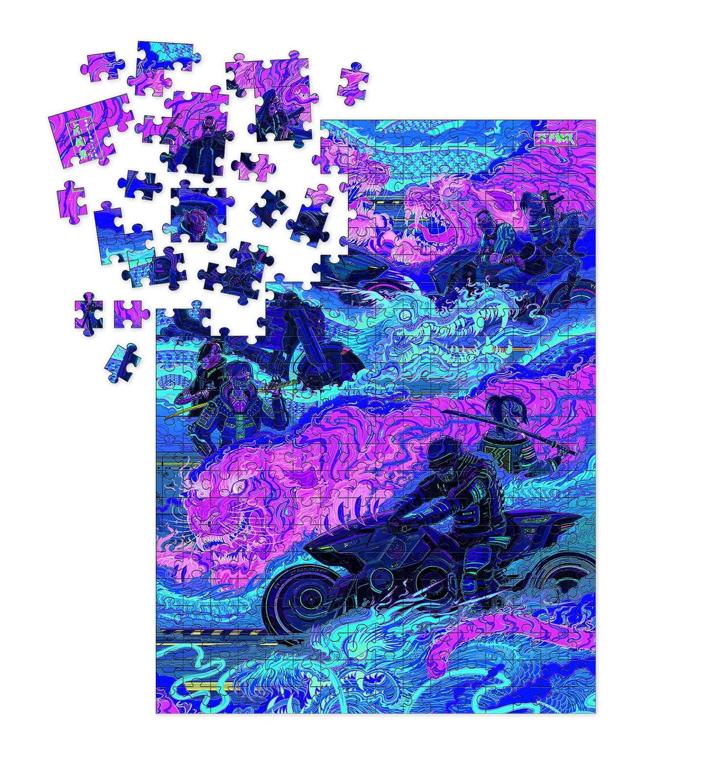 Dark Horse Deluxe Cyberpunk 2077 Tyler Claws Puzzle - 20'' x 27'', Purple, PVC, Model 3008-776