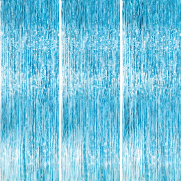 PartyWoo Light Blue Streamers Backdrop 3pcs Baby Blue Foil Fringe Streamer Curtain 8.2FT Tinsel Backdrop for Birthday Gender Rev