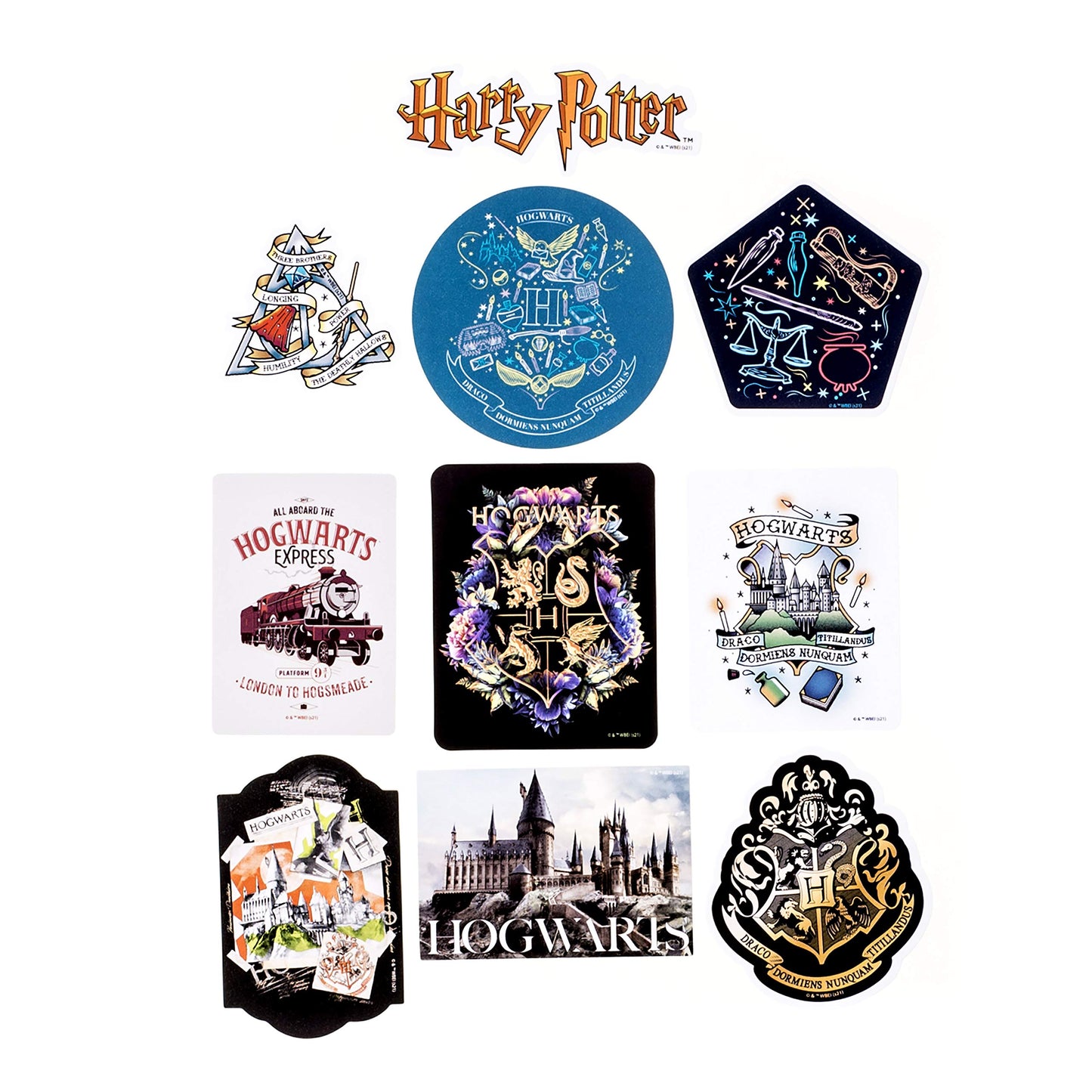 CON*QUEST Harry Potter Hufflepuff Vinyl Stickers - 60 Pack, Waterproof, UV Resistant, Multicolor Hologram Design
