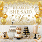 Gold Engagement Party Decorations White Gold Engagement Banner Backdrop He Asked She Said Yes Banner Decorations Wedding Banner