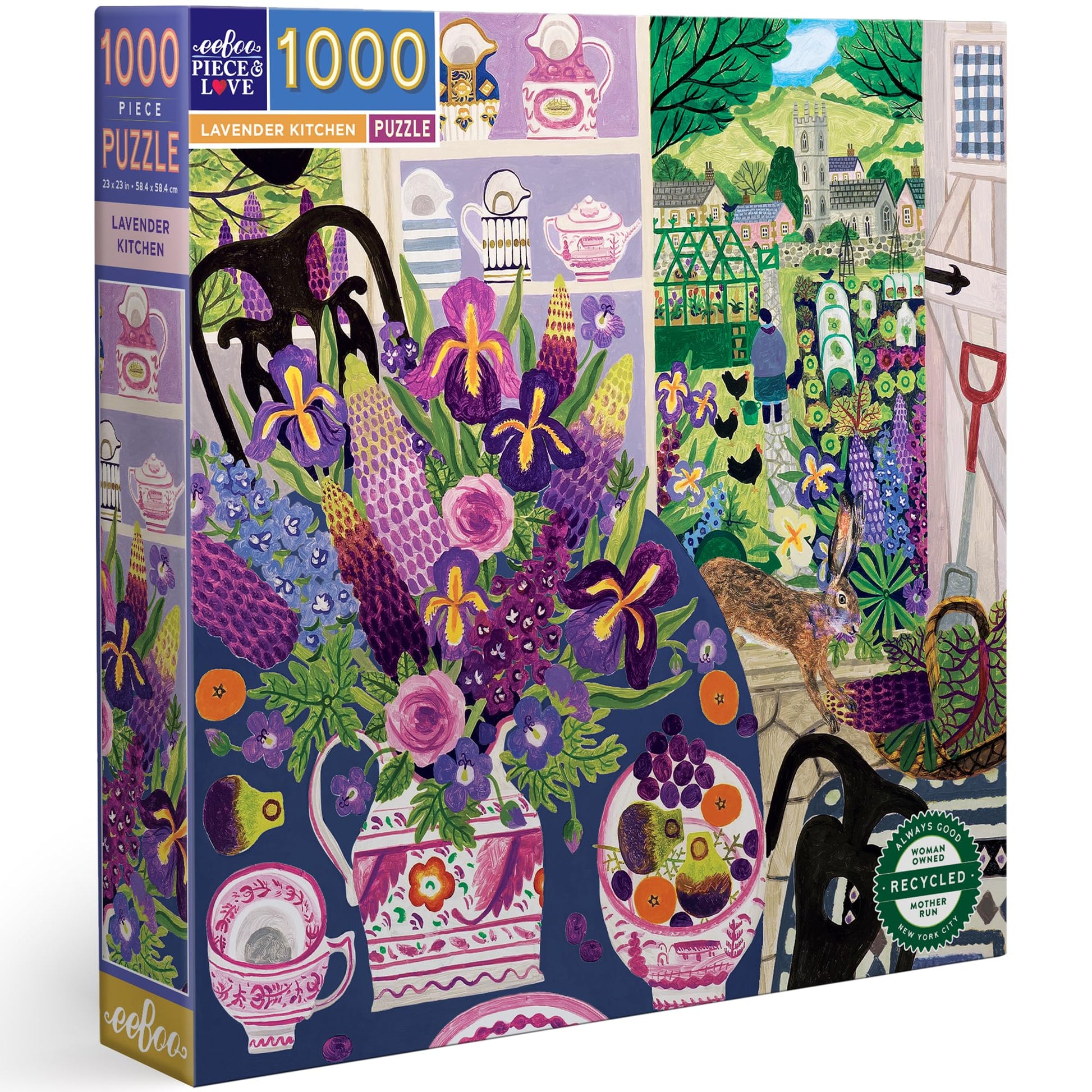 eeBoo Piece & Love: Lavender Kitchen - 1000 Piece Puzzle - mature-themed Square Jigsaw  23x23  Includes Image Reference Insert  Glossy Pieces