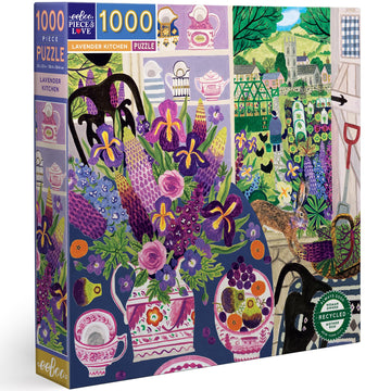 eeBoo Piece & Love: Lavender Kitchen - 1000 Piece Puzzle - mature-themed Square Jigsaw  23x23  Includes Image Reference Insert  Glossy Pieces