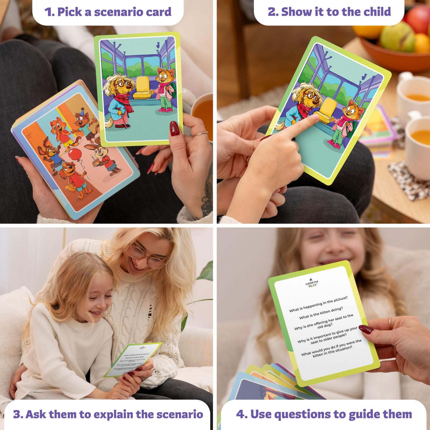Who What Why Conversation Cards For Kids - Learning Activity For Social Skills, Emotional Intelligence & Critical Thinking - Edu